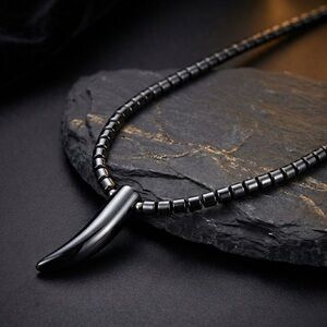 🖤 Men’s Polished Hematite Talon Pendant Necklace